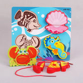 Montessori 3D Wooden Jigsaw Puzzles with Rope